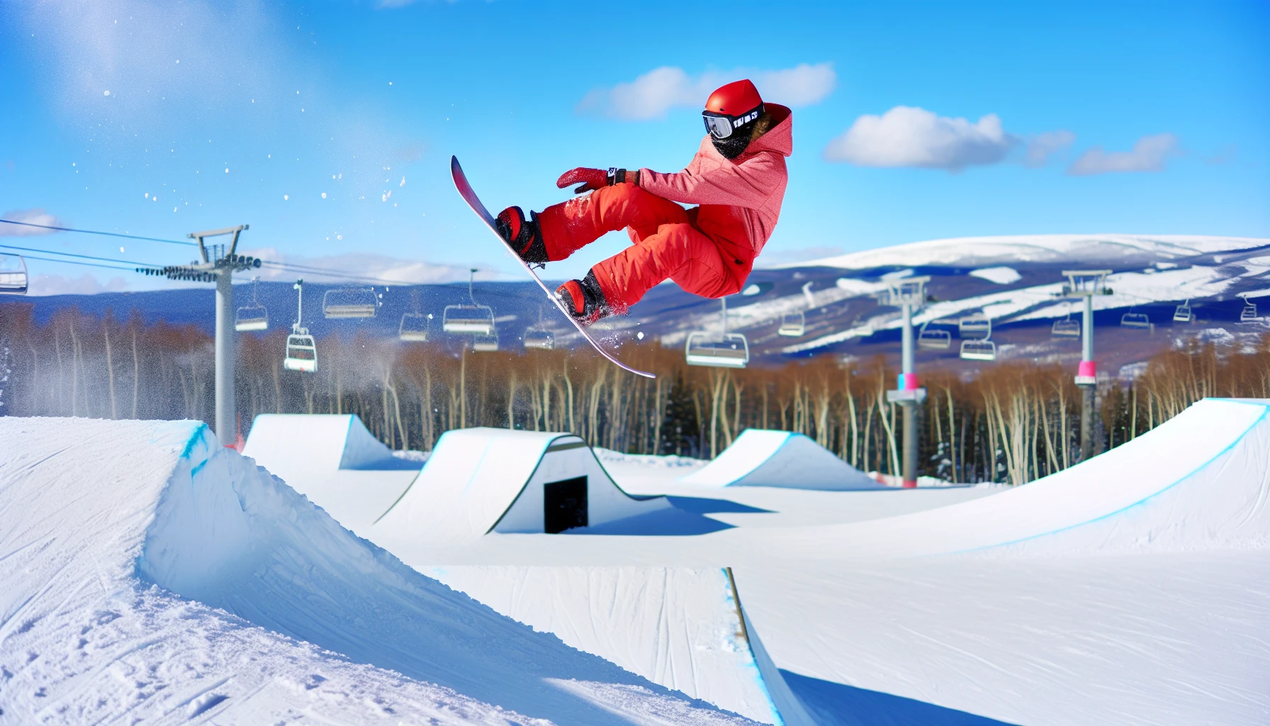 Snowboarder performing a trick in a terrain park