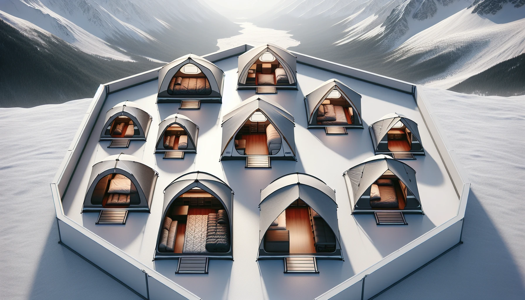 A comparison of the interior space and peak height of different winter camping tents