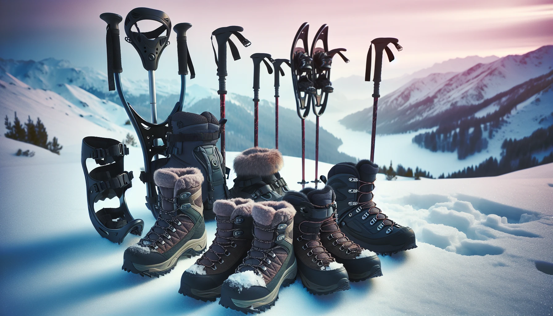 Snowshoe accessories and footwear for enhanced experience