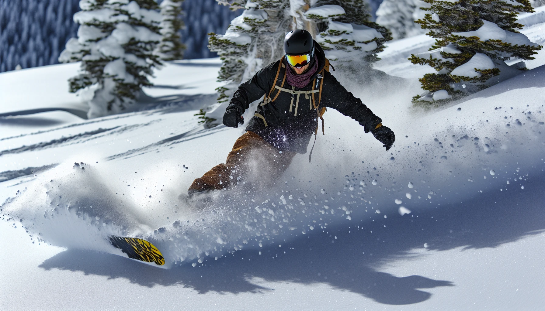 Freeride splitboard in backcountry terrain