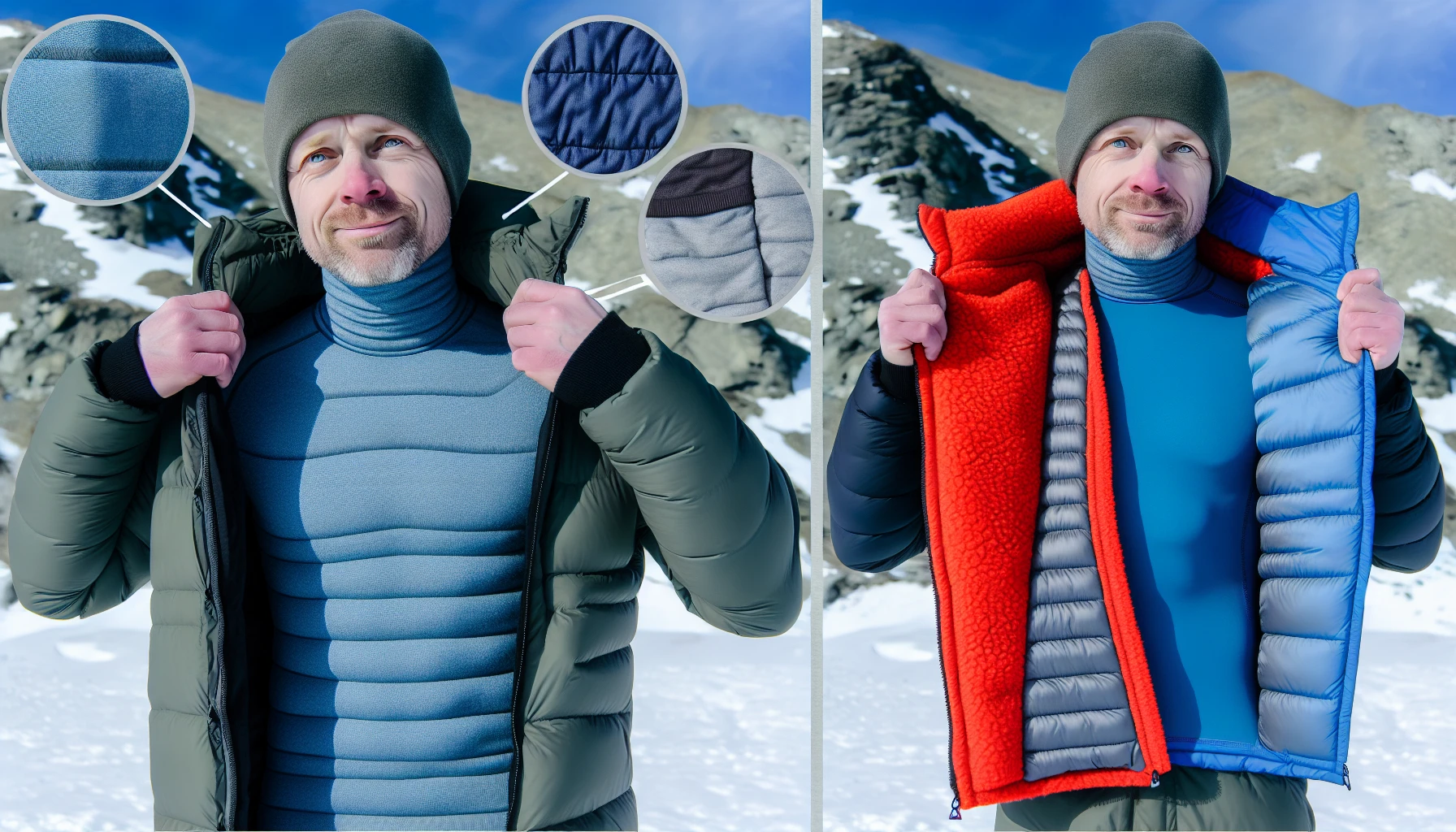 Layering clothing for maintaining warmth in winter camping