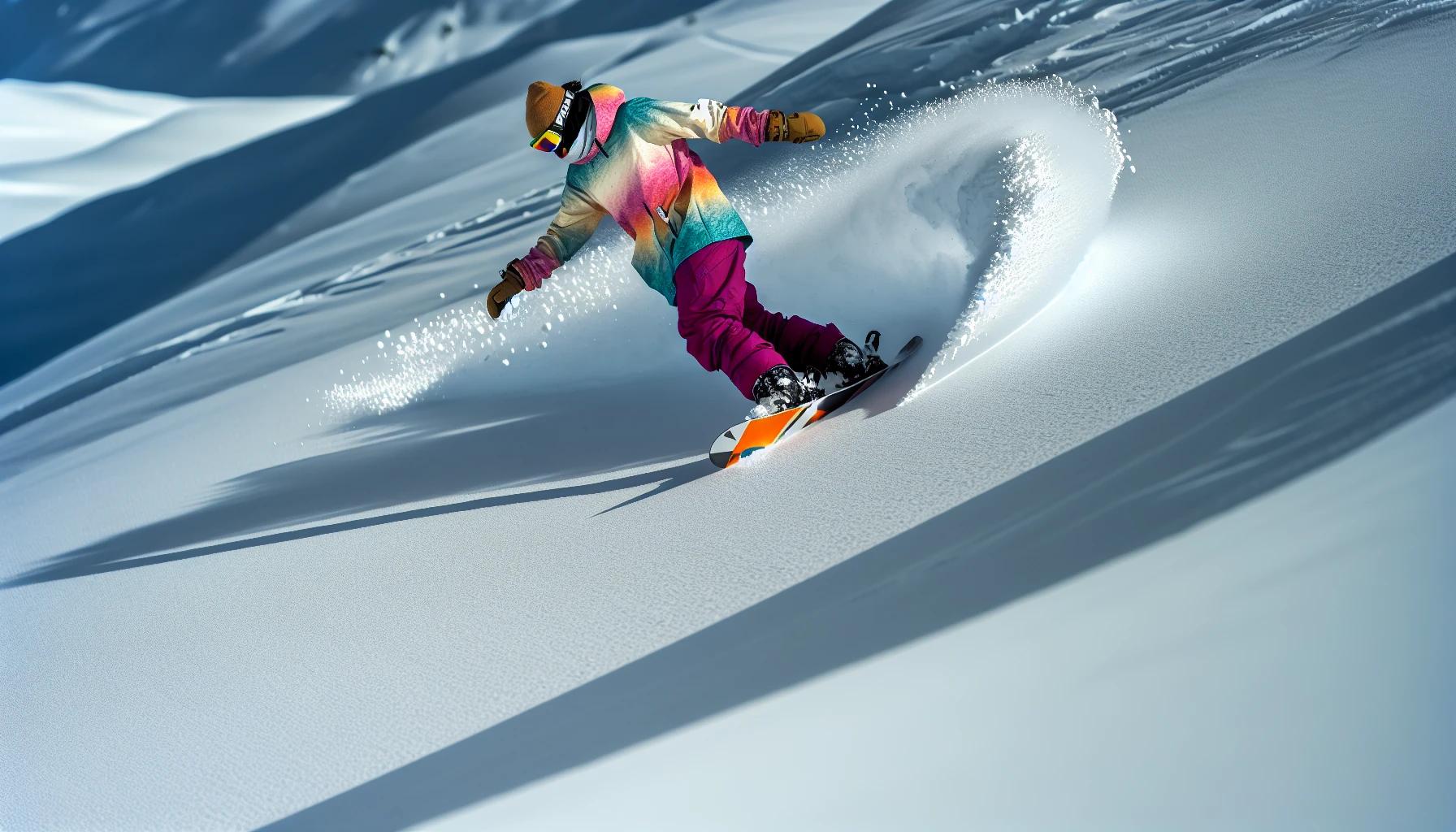 Snowboarder navigating downhill on a splitboard