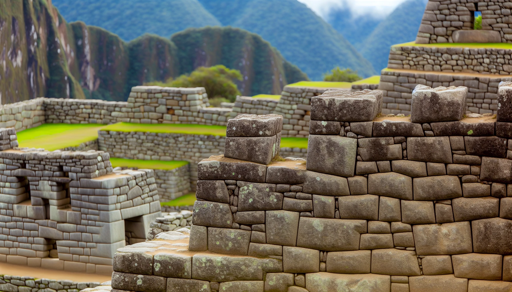 Intricate stonework at Machu Picchu site