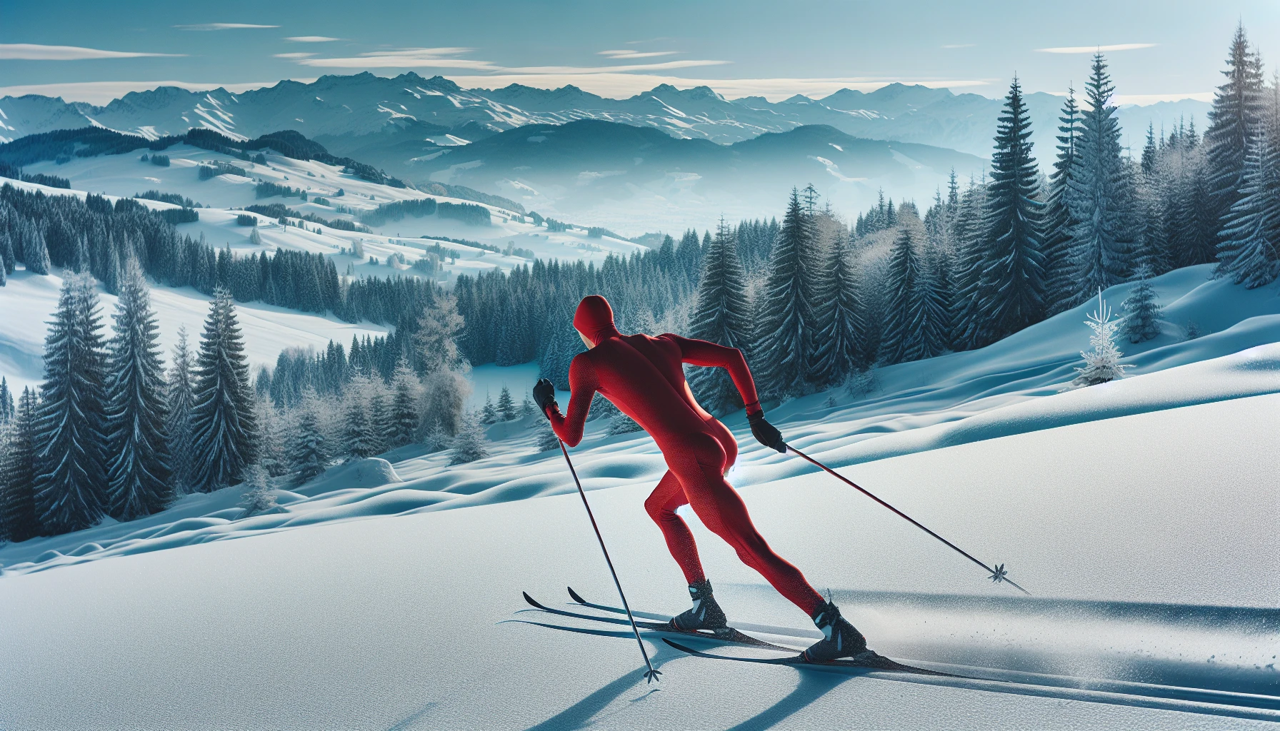 Illustration of a skier mastering the classic cross country skiing technique
