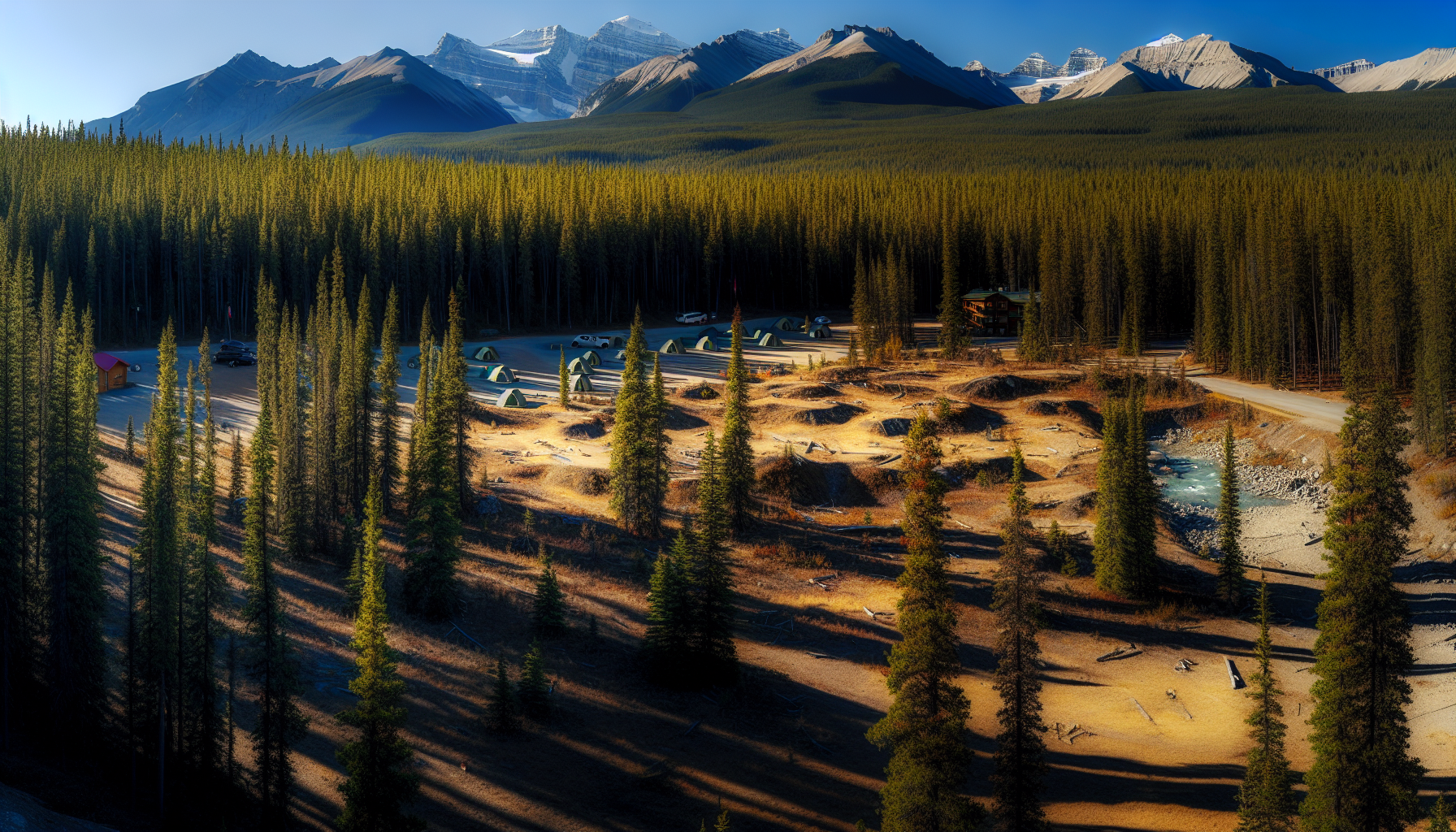 Scenic view of Jasper National Park campground